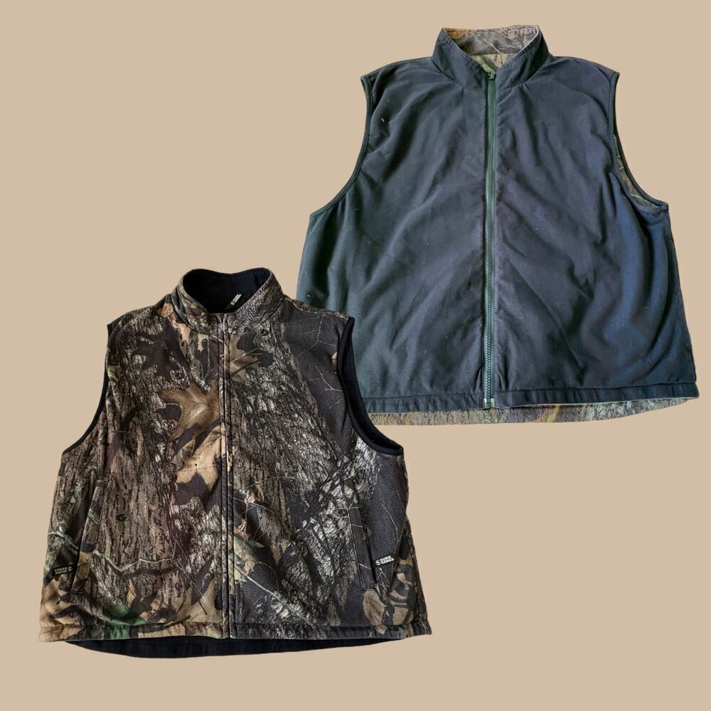 Gander Mountain Guide Series Reversible Camo Vest L RealTree Fleece GORPCORE